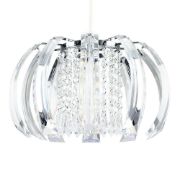 Picture of Ceiling Light Shade Chrome Pendant Clear Jewel Beads Lampshade Living Room