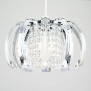 Picture of Ceiling Light Shade Chrome Pendant Clear Jewel Beads Lampshade Living Room