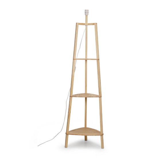 Picture of 3-Tier Wooden Floor Lamp with Shelf: Illuminate Your Living Space with Style and Storage