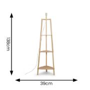 Picture of 3-Tier Wooden Floor Lamp with Shelf: Illuminate Your Living Space with Style and Storage