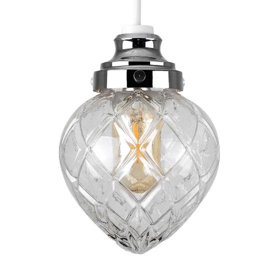 Picture of Chrome Crystal Effect Glass Pendant Lampshade: Elevate Your Living Room Lighting