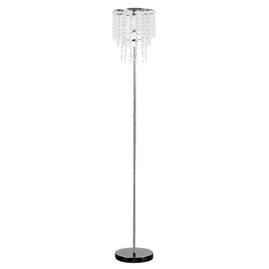 Picture of Modern Chrome Standard Floor Lamp with Acrylic Jewel Droplet Design