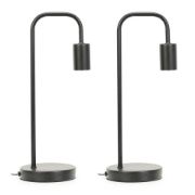 Picture of 2x Black Table Lamp Bases Curved Metal Stems for Bedroom, Living Room, or Bedside Lighting