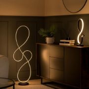 Picture of Integrated LED Floor Lamp Matt Black Swirl Warm White Living Room Bedroom Light