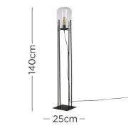 Picture of Black Metal Floor Lamp with Glass Capsule Lampshade and LED Bulb for Living Room