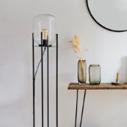 Picture of Black Metal Floor Lamp with Glass Capsule Lampshade and LED Bulb for Living Room