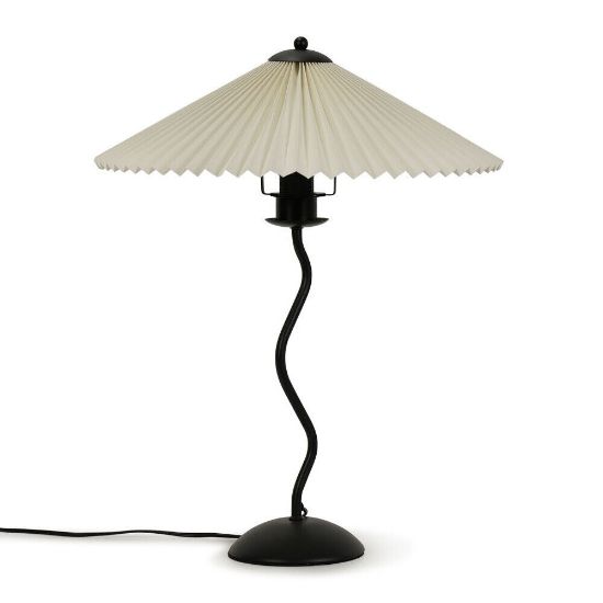 Picture of Black Metal Wiggle Table Lamp Base Living Room Waved Light Origami Pleated Shade