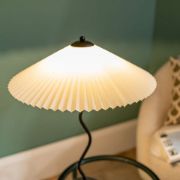 Picture of Black Metal Wiggle Table Lamp Base Living Room Waved Light Origami Pleated Shade