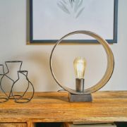 Picture of Industrial Living Room Bedroom Light with Gunmetal Circular Table Lamp Base and LED Bulb