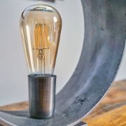 Picture of Industrial Living Room Bedroom Light with Gunmetal Circular Table Lamp Base and LED Bulb