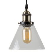 Picture of Modern Glass Pendant Light Fixture with LED Filament Bulb for Industrial Spaces