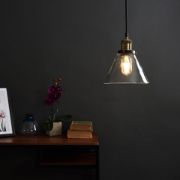 Picture of Modern Glass Pendant Light Fixture with LED Filament Bulb for Industrial Spaces