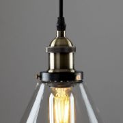 Picture of Modern Glass Pendant Light Fixture with LED Filament Bulb for Industrial Spaces