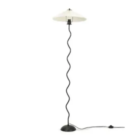 Picture of Origami Pleated Shade Black Metal Wiggle Floor Lamp Base Living Room