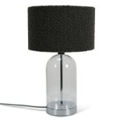 Picture of Chrome-based Glass Table Lamp with Boucle Lampshade Ideal for Living Rooms and Bedrooms