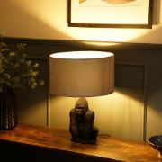 Picture of Vintage Gorilla Table Lamp Retro Animal Living Room Light Velvet Shade LED Bulb