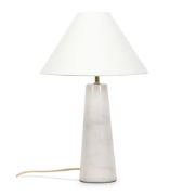 Picture of White Marble Base Table Lamp with Tapered Linen Lampshade for Living Room or Bedroom