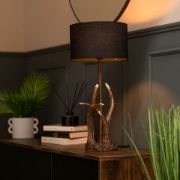 Picture of Rustic Antler Table Lamp with LED Bulb and Natural Shade