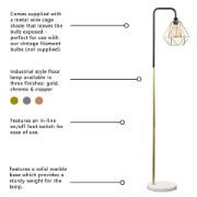 Picture of Vintage Metal Floor Lamp with Marble Base and LED Bulb