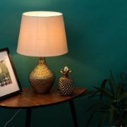 Picture of Gold Ceramic Table Lamp Base Adds Metallic Charm To Bedroom Or Living Room Lighting