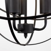 Picture of Large Retro LED Filament Light Fixture with Black Metal Atom Design