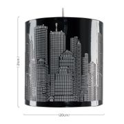 Picture of Gloss Black Lampshade Pendant Ceiling Light With New York City Skyline Cut-Out