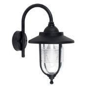 Picture of Black Outdoor Wall Lantern With Fisherman Swan Neck Design And IP44 LED For Gardens