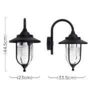 Picture of Black Outdoor Wall Lantern With Fisherman Swan Neck Design And IP44 LED For Gardens