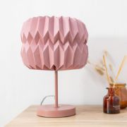 Picture of Pink Metal Table Lamp With Origami Paper Fold Lampshade For Living Room Or Bedroom