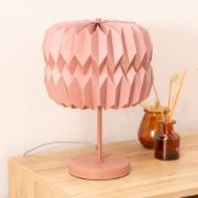 Picture of Pink Metal Table Lamp With Origami Paper Fold Lampshade For Living Room Or Bedroom