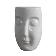 Picture of Ceramic Table Lamp Face Sculpture Gloss White Living Room Bedroom Light Bulb