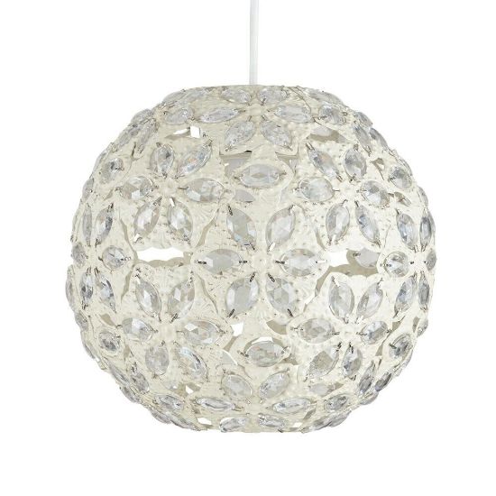 Picture of Modern Jewelled Ball Ceiling Pendant Light Shade Cream Moroccan Style Lighting Easy Fit