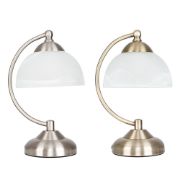 Picture of Traditional Table Lamp featuring Frosted Glass Shades And Antique Brass or Brushed Chrome Base