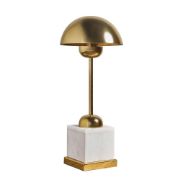 Picture of Modern Brass Table Lamp with Domed Shade and Solid Marble Base