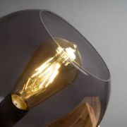 Picture of Modern Wooden Table Lamp with Smoked Glass Lampshade and LED Bulb for Bedroom Lighting