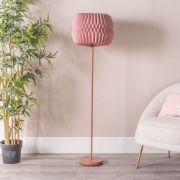 Picture of Origami-Inspired Pink Metal Floor Lamp with Folded Paper Lampshade