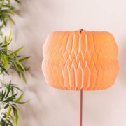 Picture of Origami-Inspired Pink Metal Floor Lamp with Folded Paper Lampshade