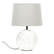 Picture of Marble-Effect Ceramic Table Lamp Grey Fabric Shade Bedside Bedroom Light