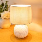 Picture of Marble-Effect Ceramic Table Lamp Grey Fabric Shade Bedside Bedroom Light