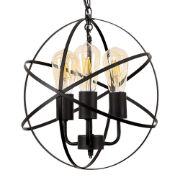 Picture of Large Black Metal Atom Ceiling Light with LED and Filament Bulb