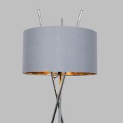 Picture of Chrome Tripod Floor Lamp with Large Lampshade and LED Bulb for Living Room