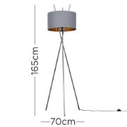 Picture of Chrome Tripod Floor Lamp with Large Lampshade and LED Bulb for Living Room