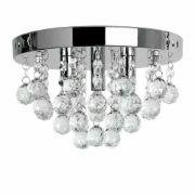 Picture of  Modern Chrome & Crystal Flush Ceiling Light with Acrylic Jewel Droplets and LED Bulb