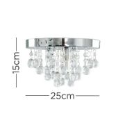 Picture of  Modern Chrome & Crystal Flush Ceiling Light with Acrylic Jewel Droplets and LED Bulb