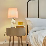 Picture of Ceramic Unicorn Table Lamp 40CM Height, White Finish with Soft Pink Shade and LED Bulb