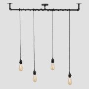 Picture of Metal Ceiling Light Fitting featuring Industrial Black Pipe Pendant Design