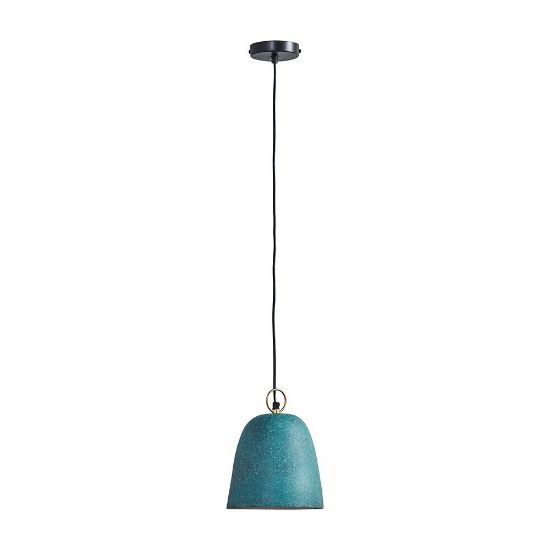 Picture of Ceiling Light Fitting With Industrial Green Metal Domed Pendant And LED Bulb