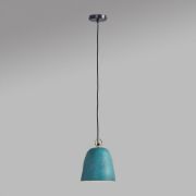 Picture of Ceiling Light Fitting With Industrial Green Metal Domed Pendant And LED Bulb