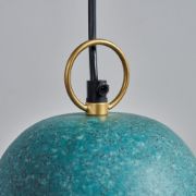 Picture of Ceiling Light Fitting With Industrial Green Metal Domed Pendant And LED Bulb