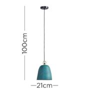 Picture of Ceiling Light Fitting With Industrial Green Metal Domed Pendant And LED Bulb